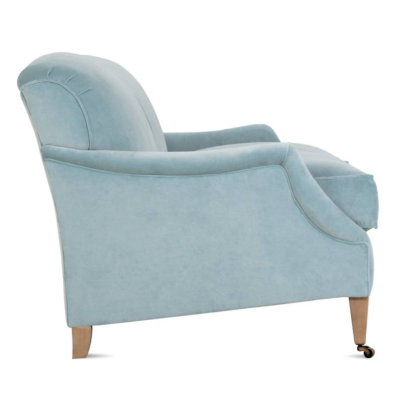 Canapé Marleigh, Velours bleu glacier (13695-34), Chêne blanchi