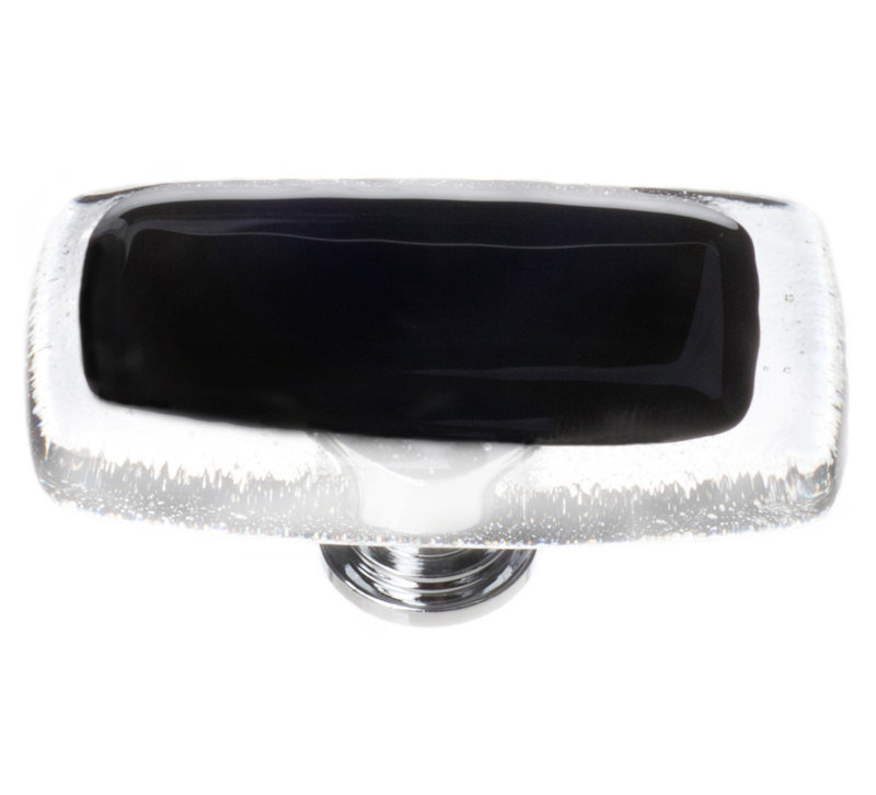 Reflective Rectangular Knob, Satin Nickel, Black