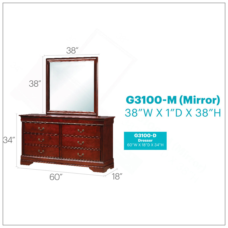 Commode Louis Phillipe, cerise Glory Furniture