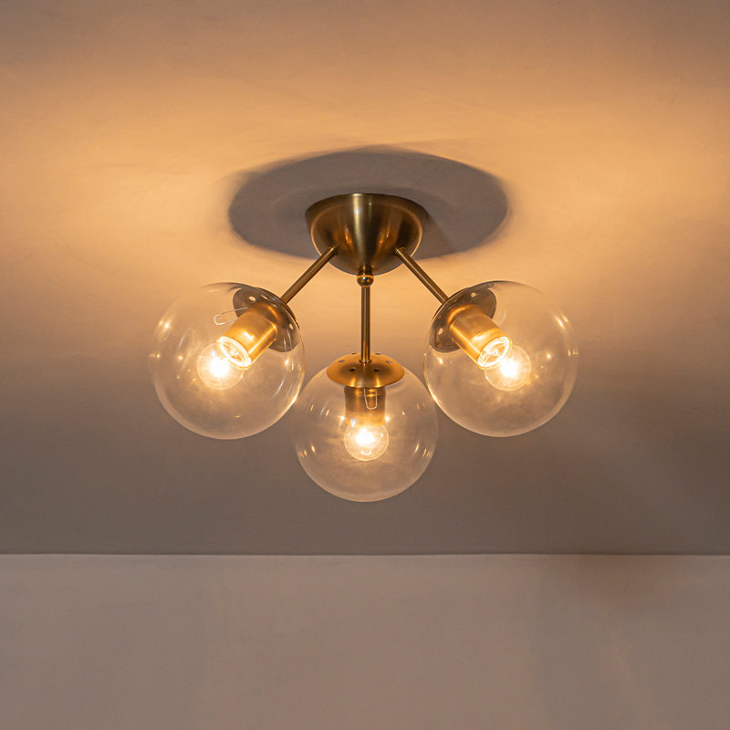 Plafonnier semi-encastré 3 lumières Spoutnik, Clair