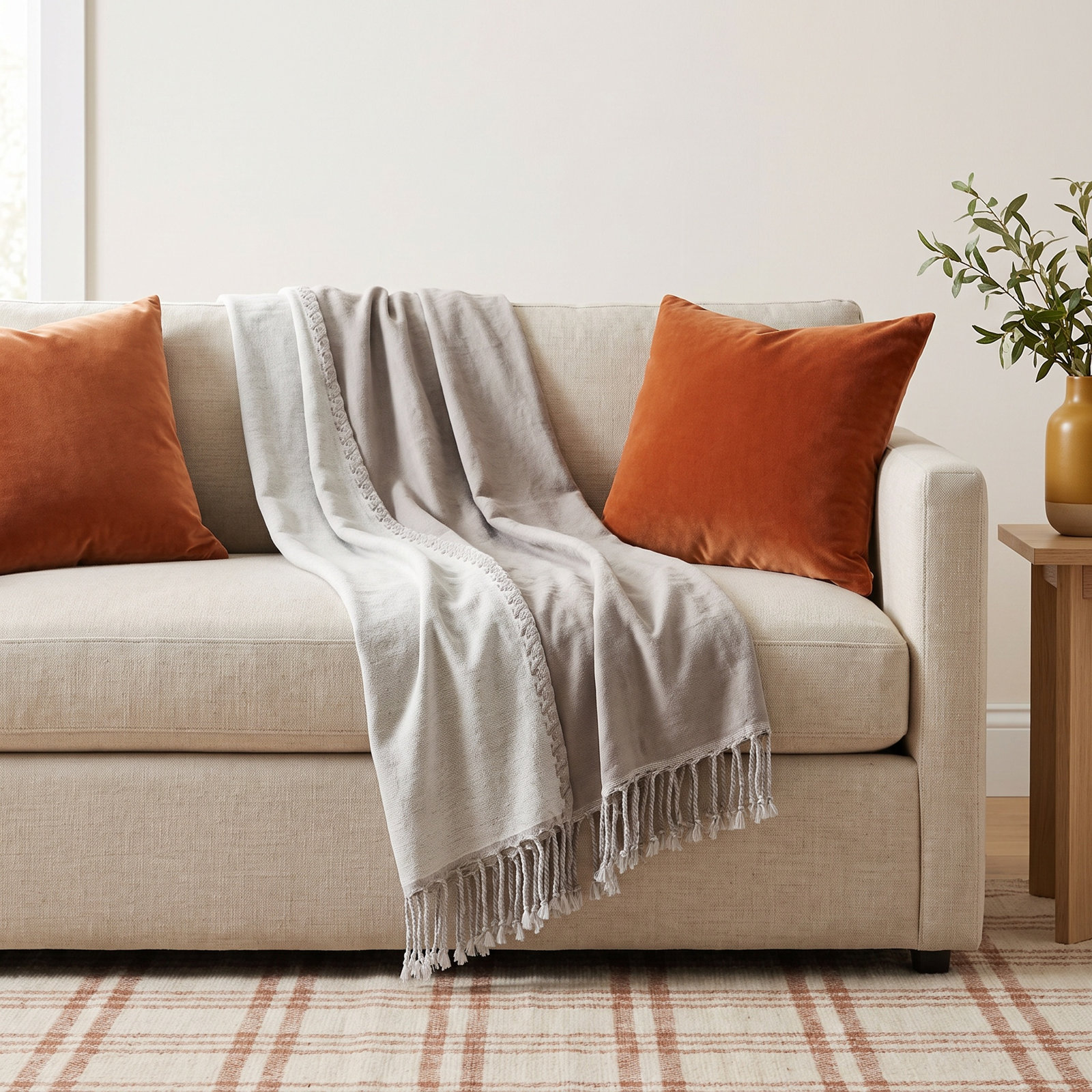 Barina Wool Throw Blanket, Gray
