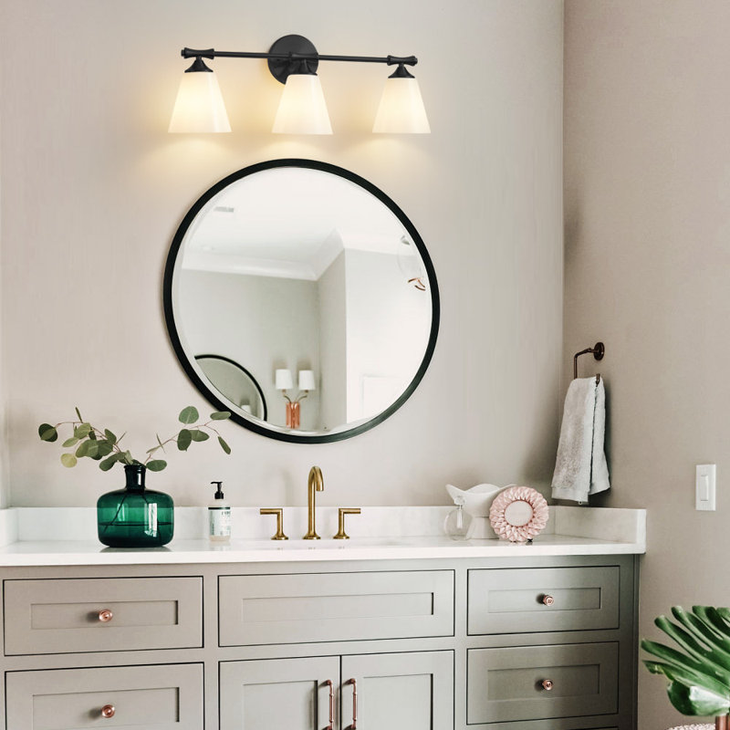 Éclairage pour meuble-lavabo à intensité variable Elouan, Noir mat, 3