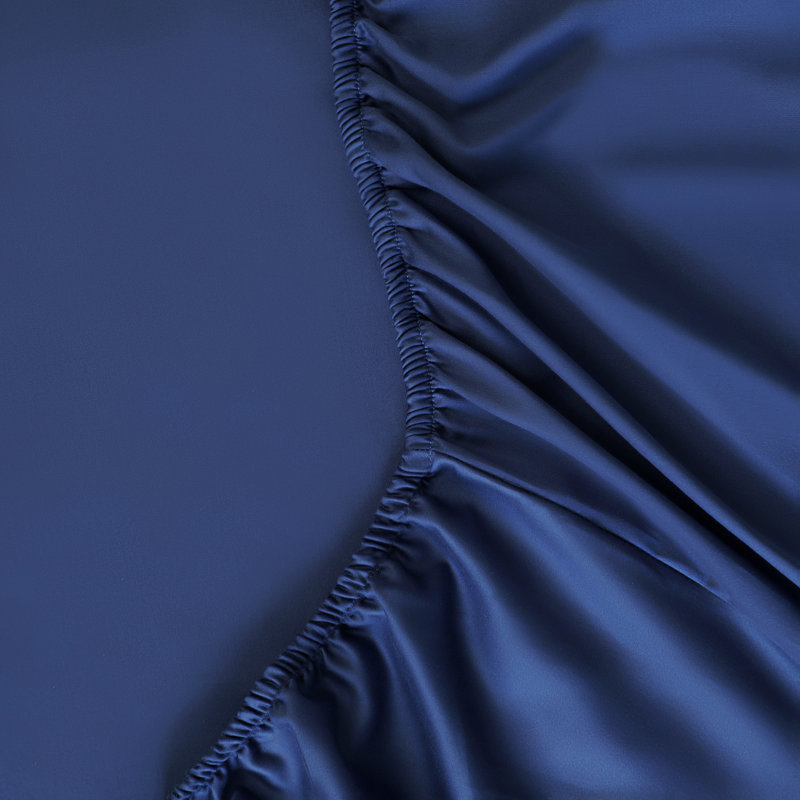 Drap-housse 100% coton 400 fils Sateen, Bleu foncé, Drap-housse pour lit simple TG