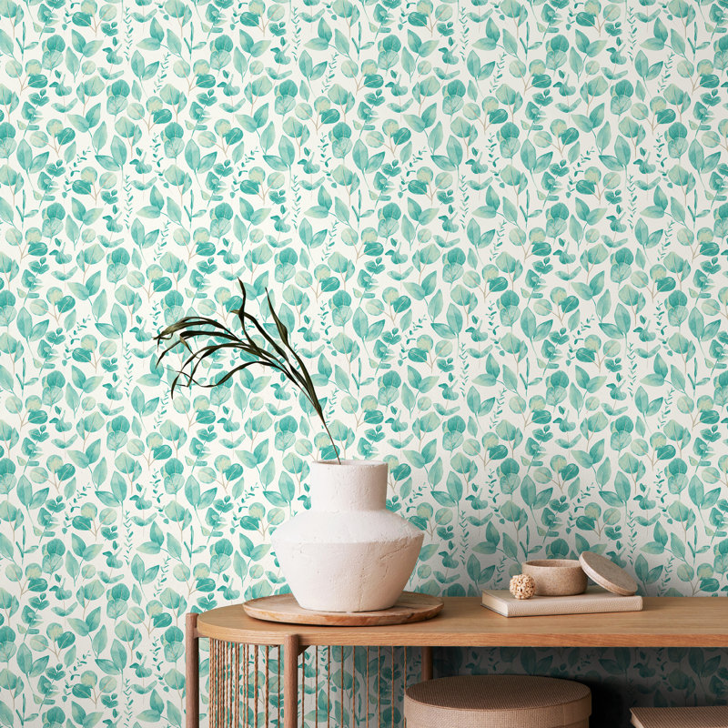 Watercolour Leaves - Soft Sage, Aqua