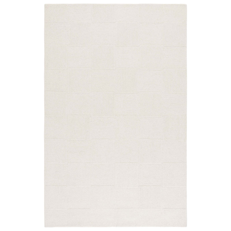 Tapis ivoire en laine / coton touffeté à la main Senya, Rectangle 4 pi x 6 pi