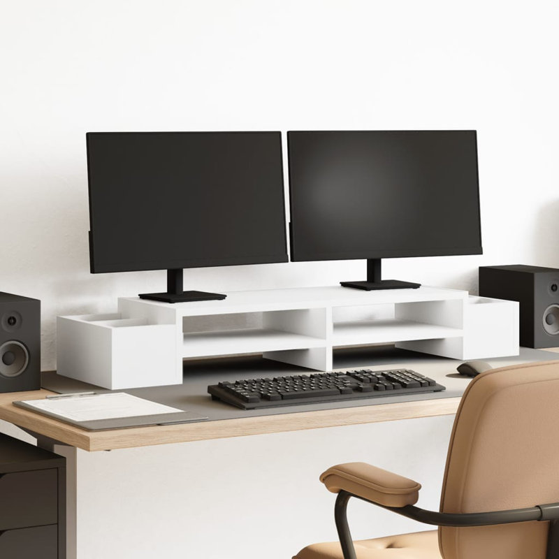 Dedrik Manufactured Wood Monitor Stand, White