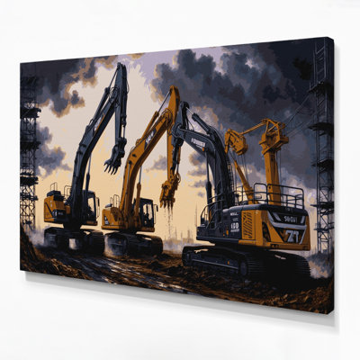 Transportation Construction and heavy machinery Purple Canvas Wall Art