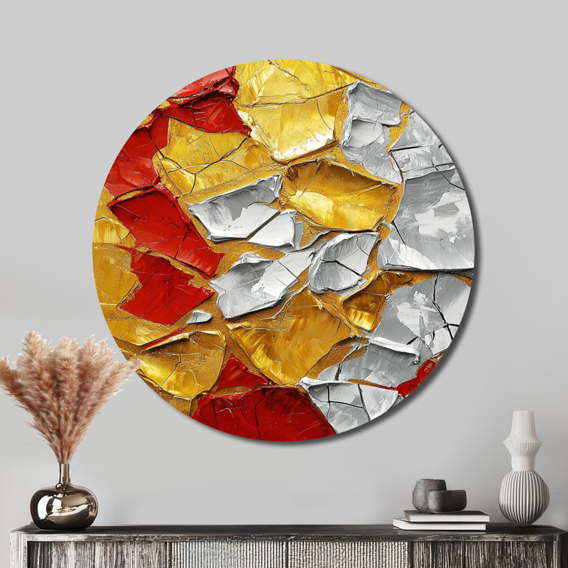 Arner - Art mural rond moderne abstrait en métal, H 16 po x l 16 po