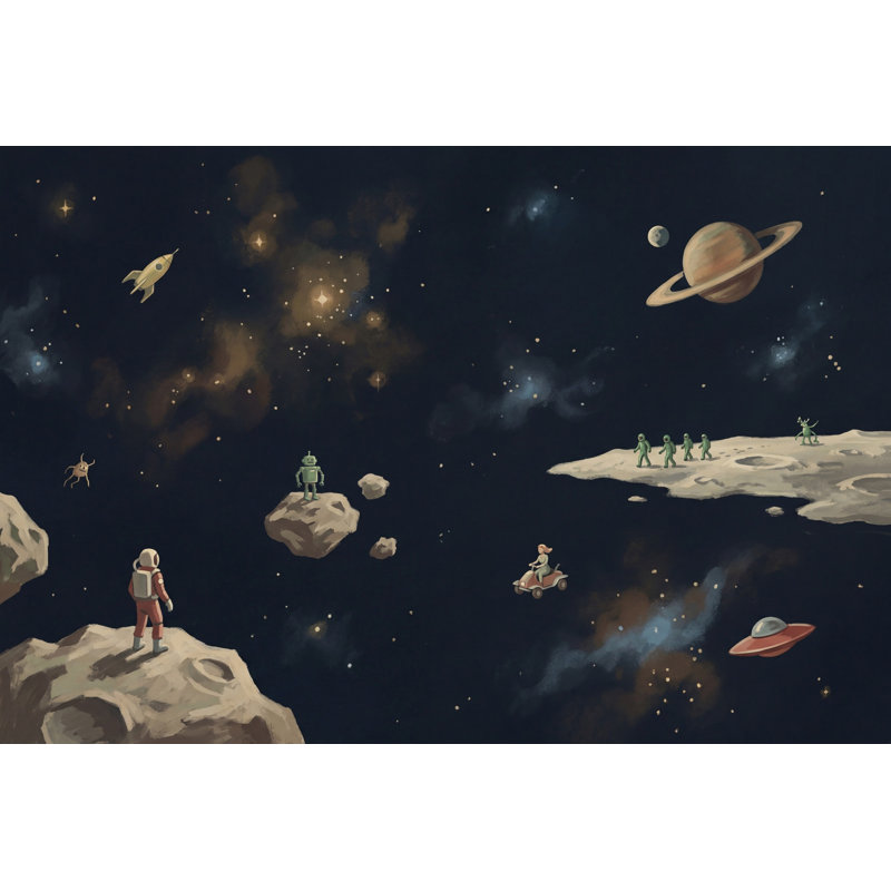 Space Wallpaper Stars Planets Wall Mural, 120"x96", Peel and Stick