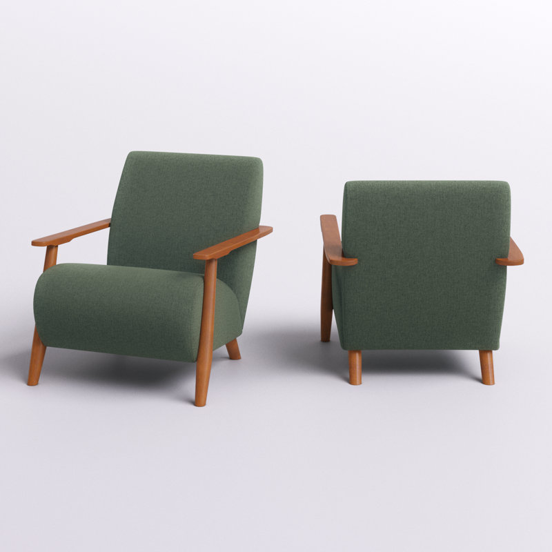 Upholstered Armchair, Green Linen