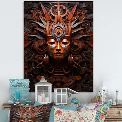 Ancien masque aztèque II - art mural africain sur toile