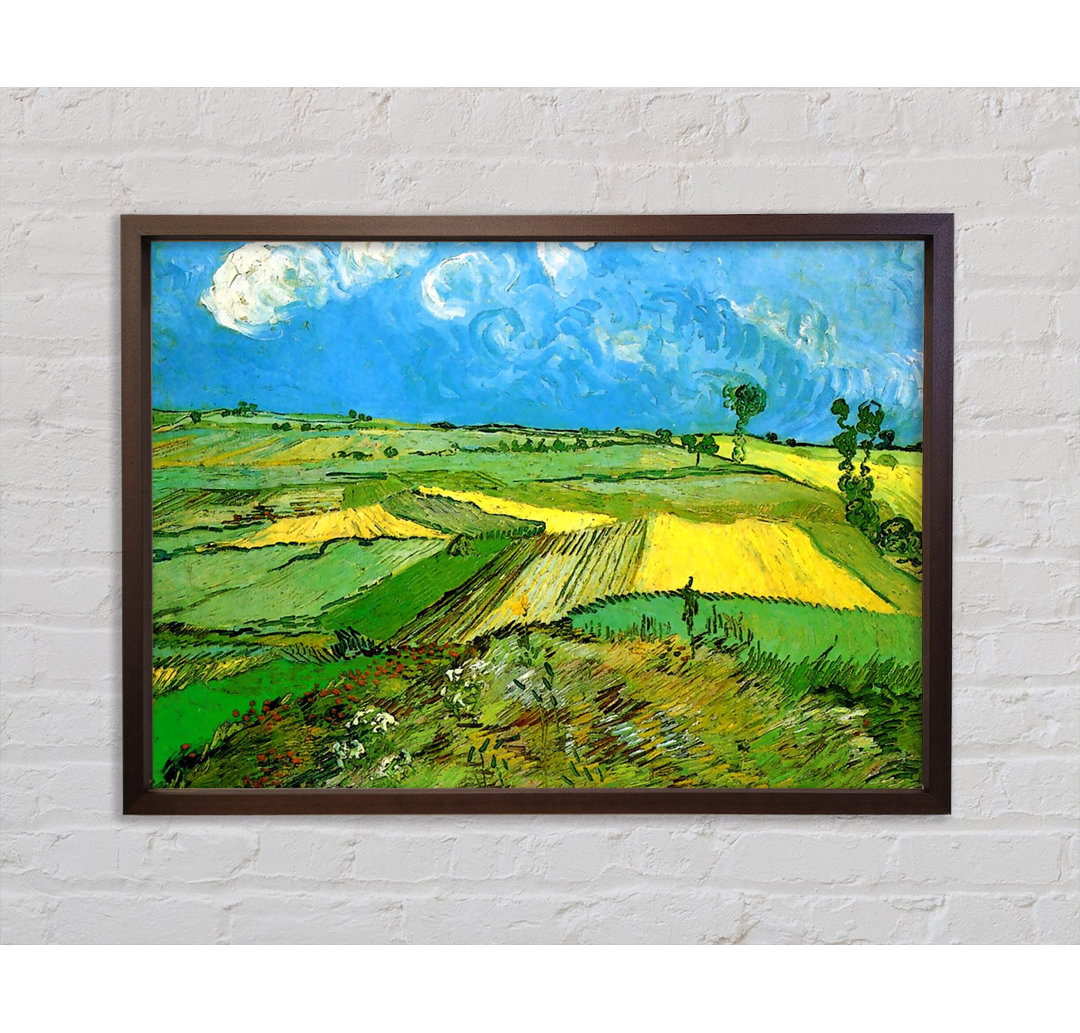 Van Gogh Weizenfelder bei Auvers unter bewölktem Himmel von Vincent Van Gogh - Einzelbildrahmen Kunstdrucke auf Leinwand