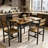 Modern Farmhouse Style 5-Piece Dining Room Table And Chairs Set, Rectangle Small Kitchen Table Set With 4 Chairs And Storage Rack, Particle Board Top And Metal Frame Dinette Set For 4, Space-Saving Design Bar Table Set-1626502224