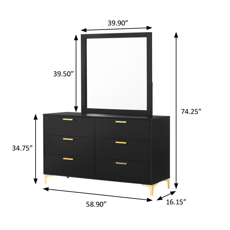 Commode 58,90 po avec miroir Modern Classics, White