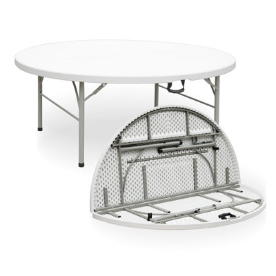Heavy Duty 6-foot Banquet Dining Party Event Round White Plastic 72 Inch Folding Table