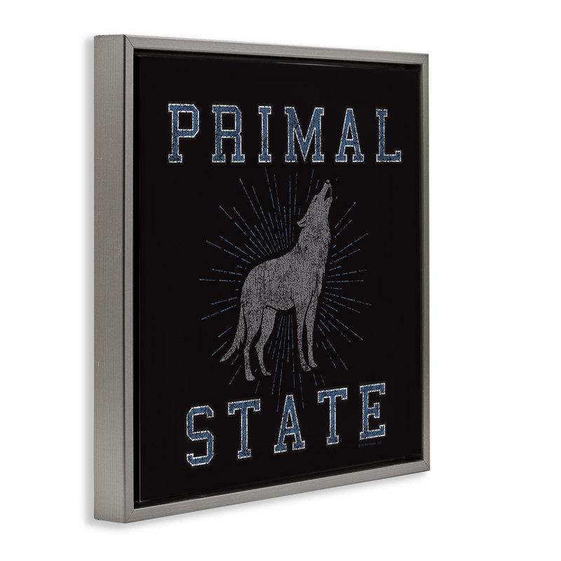 Art mural sur toile Primal Wolf State par Spirit Animals / Life Is High, Cadre flottant gris lustré, H 25 po x l 25 po