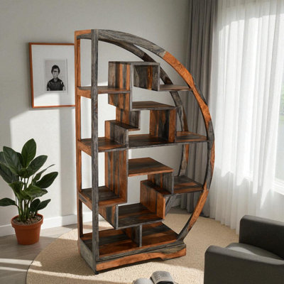 Goa Cube 150cm H x 89cm W Solid Wood Geometric Bookcase