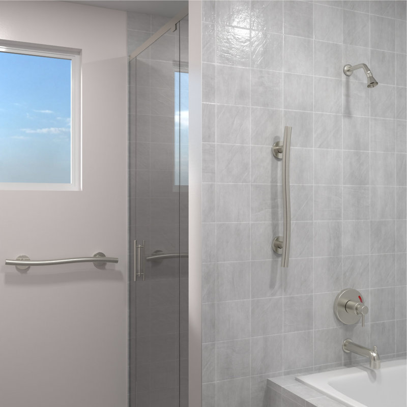 Barre d'appui WAVE 24 po x 1,25 po, conforme à l'ADA pour la sécurité du bain et de la douche (capacité de 500 lb) en acier inoxydable brossé