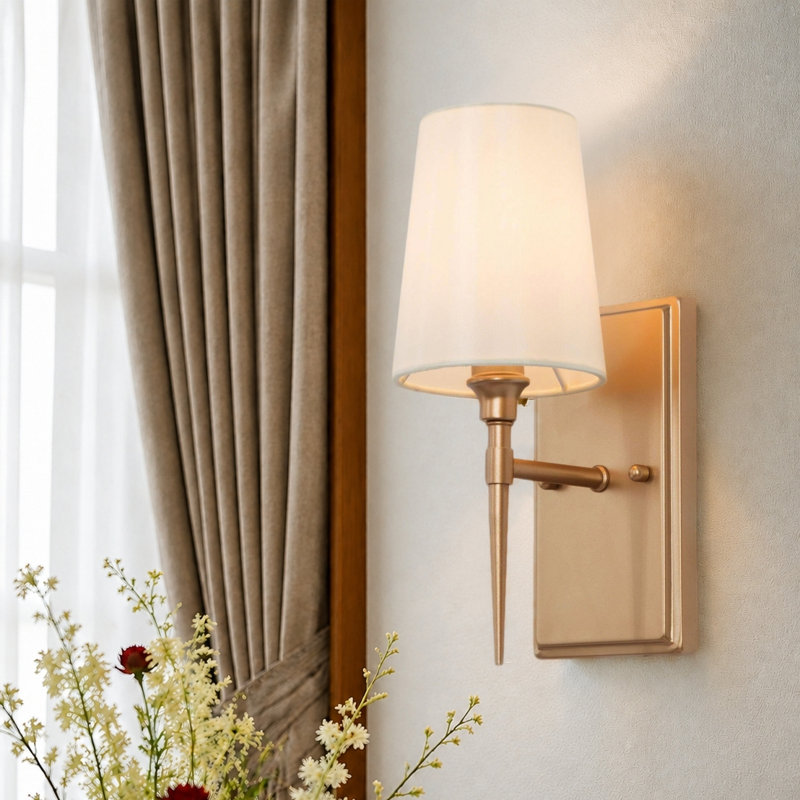 Lidia 1 - Light Dimmable Wall Sconce with Off-White Fabric Shade