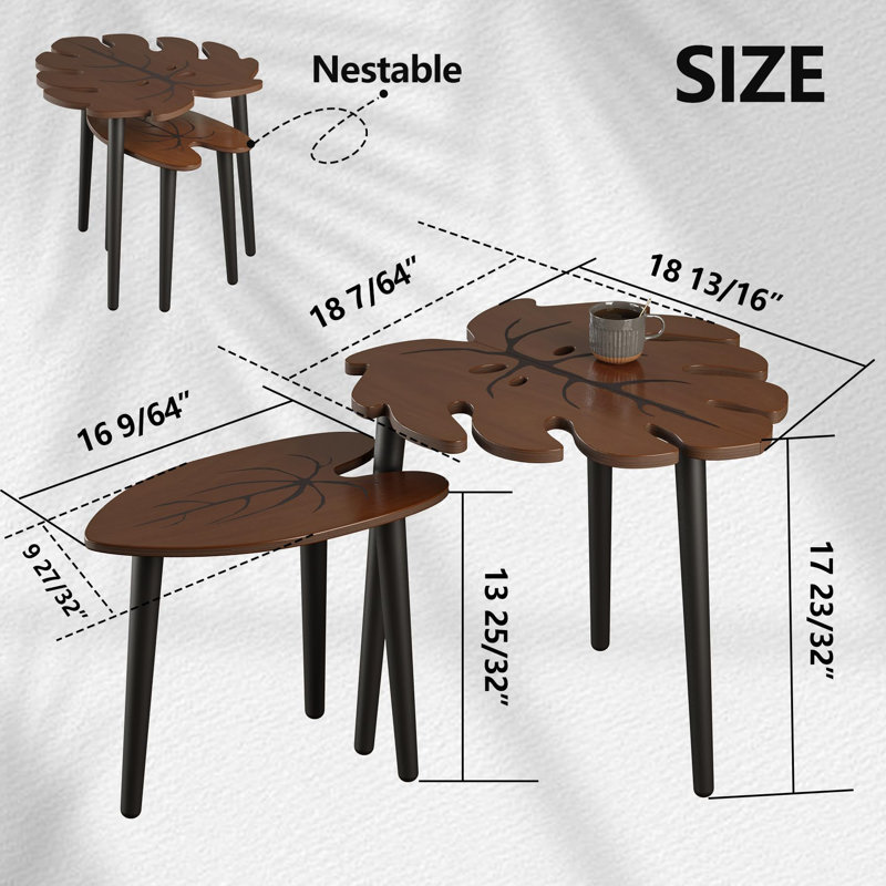 Ensemble de 2 tables gigognes Monstera