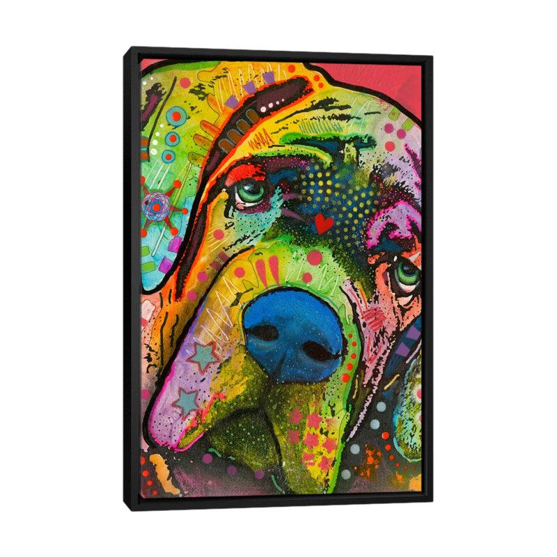 «Mastiff» par Dean Russo - reproduction sur toile, H 60 po x l 40po x P 1,5 po, Toile avec cadre noir