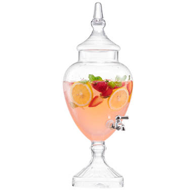 URBAN DEN Glass Beverage Dispenser, Beverage Dispenser 1 Gallon, Cup Set, Beverage Dispenser Party, Fruit Punch Dispenser