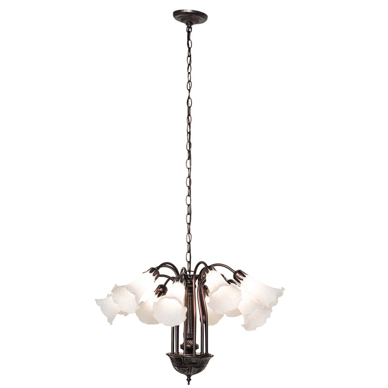 Tiffany 12 - Light Chandelier, White