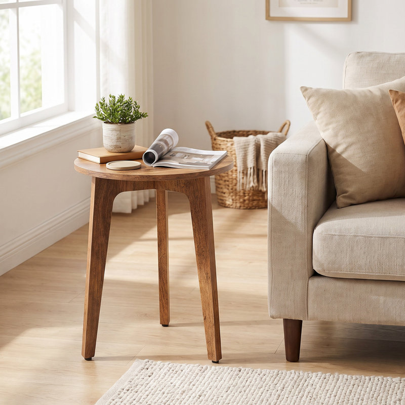 Round End Table, Brown