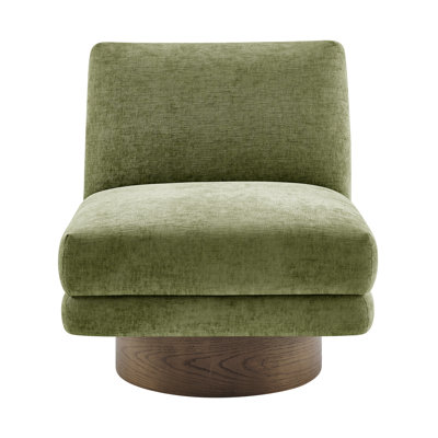 Charles Fabric Swivel Accent Chair W/ Wooden Base