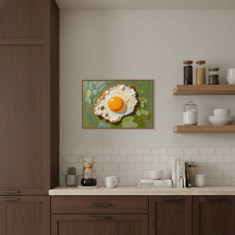 Reproduction d'art encadrée, "Scrambled Eggs" par Sunny Kitchen Morning Mood, 23 x 16