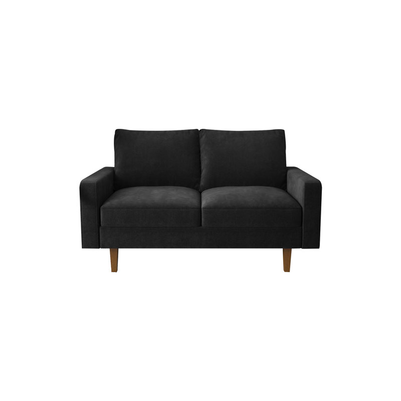 Jekori 59'' Velvet Loveseat, Black Velvet