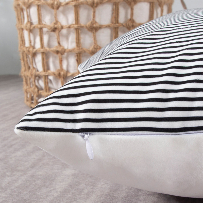 Lendsey Outdoor Square Pillow Cover, Black/White