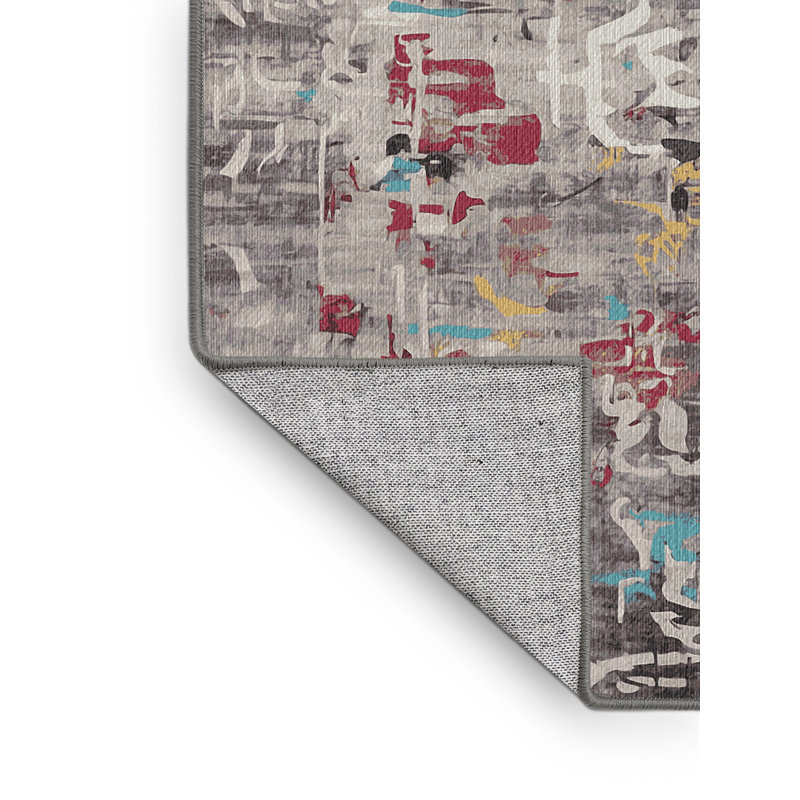Machine Washable Gray Area Rug, Rectangle 2' x 3'