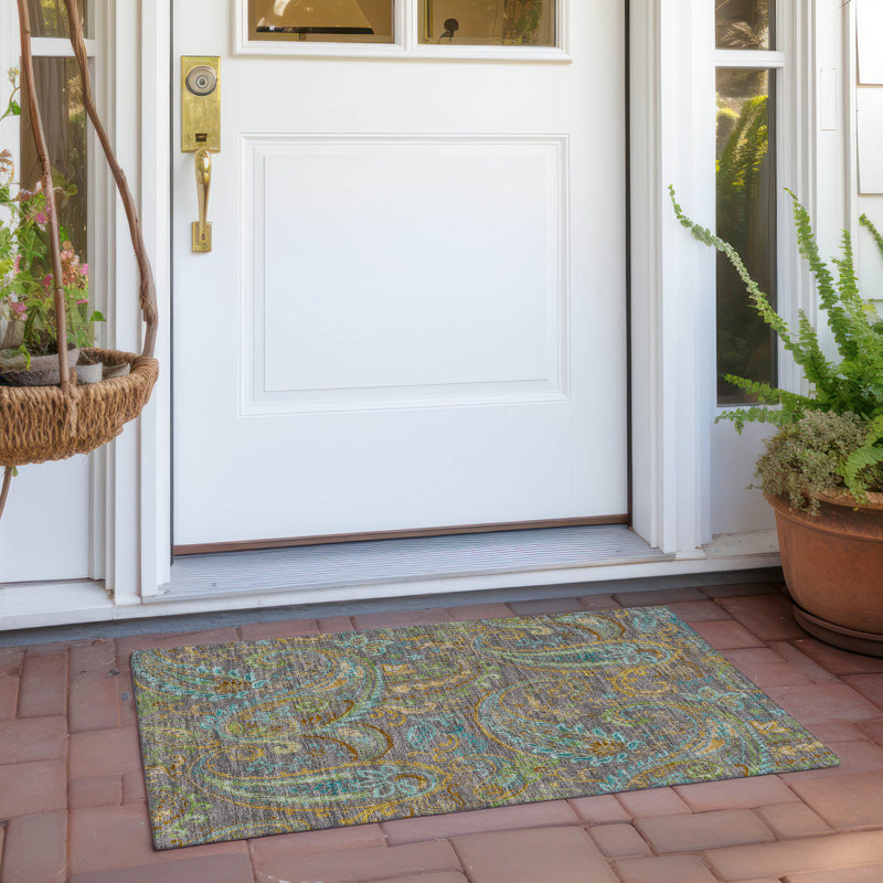 Kinslee Washable Paisley Indoor / Outdoor Rug, Rectangle 1'8" x 2'6"
