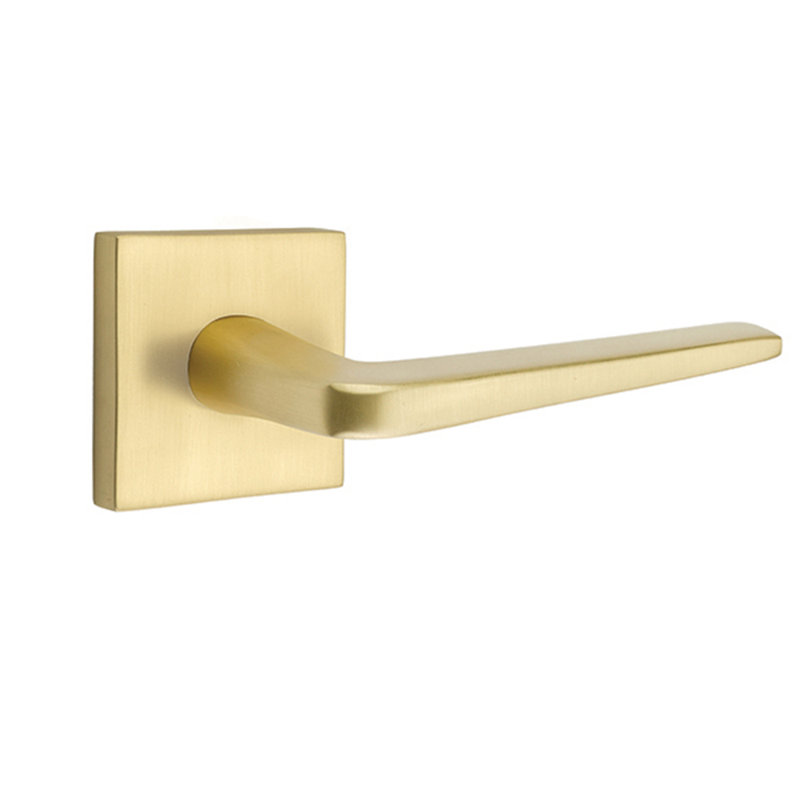 Levier de porte avec rosette Athena, Droite, Laiton satiné