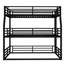 Lit superposé triple en métal, lit double / grand au-dessus de grand lit, noir, peu encombrant, avec fonction silencieuse pour les chambres d'amis Design noir, robuste, garde-corps, bruit, séjours de courte durée