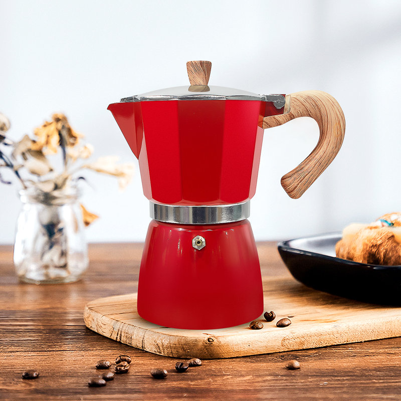 Belfry Kitchen Hoyt Stovetop Espresso Maker, Red