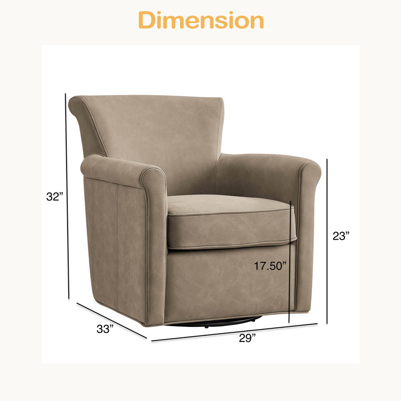 Fauteuil d'appoint pivotant en similicuir, Taupe