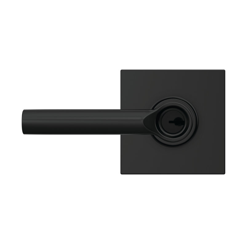 Broadway Keyed Entry Lever with Collins Trim, Matte Black, Keyed Different, Yes