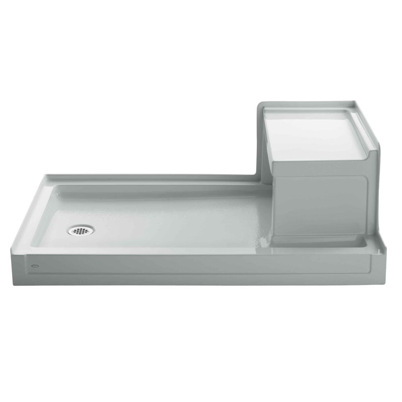 Tresham 60" W x 36" D Single Threshold Shower Base, Ice Grey