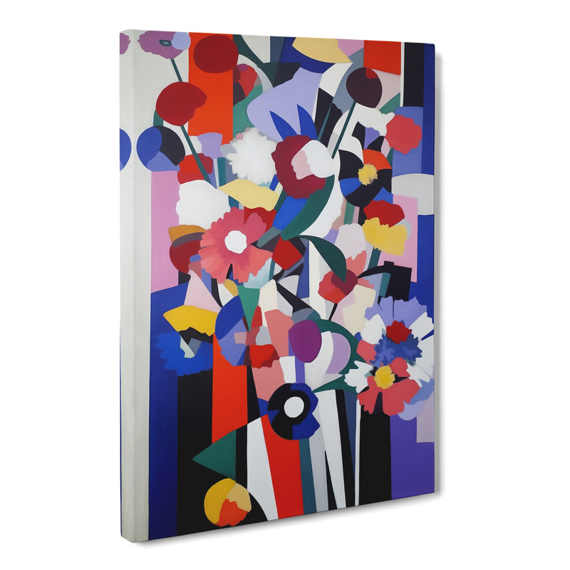 Colourful Flowers Bauhaus - Wrapped Canvas, 76cm H x 50cm W x 3cm D