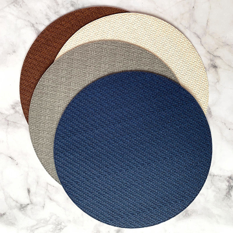 Wicker Round Placemats, Gray