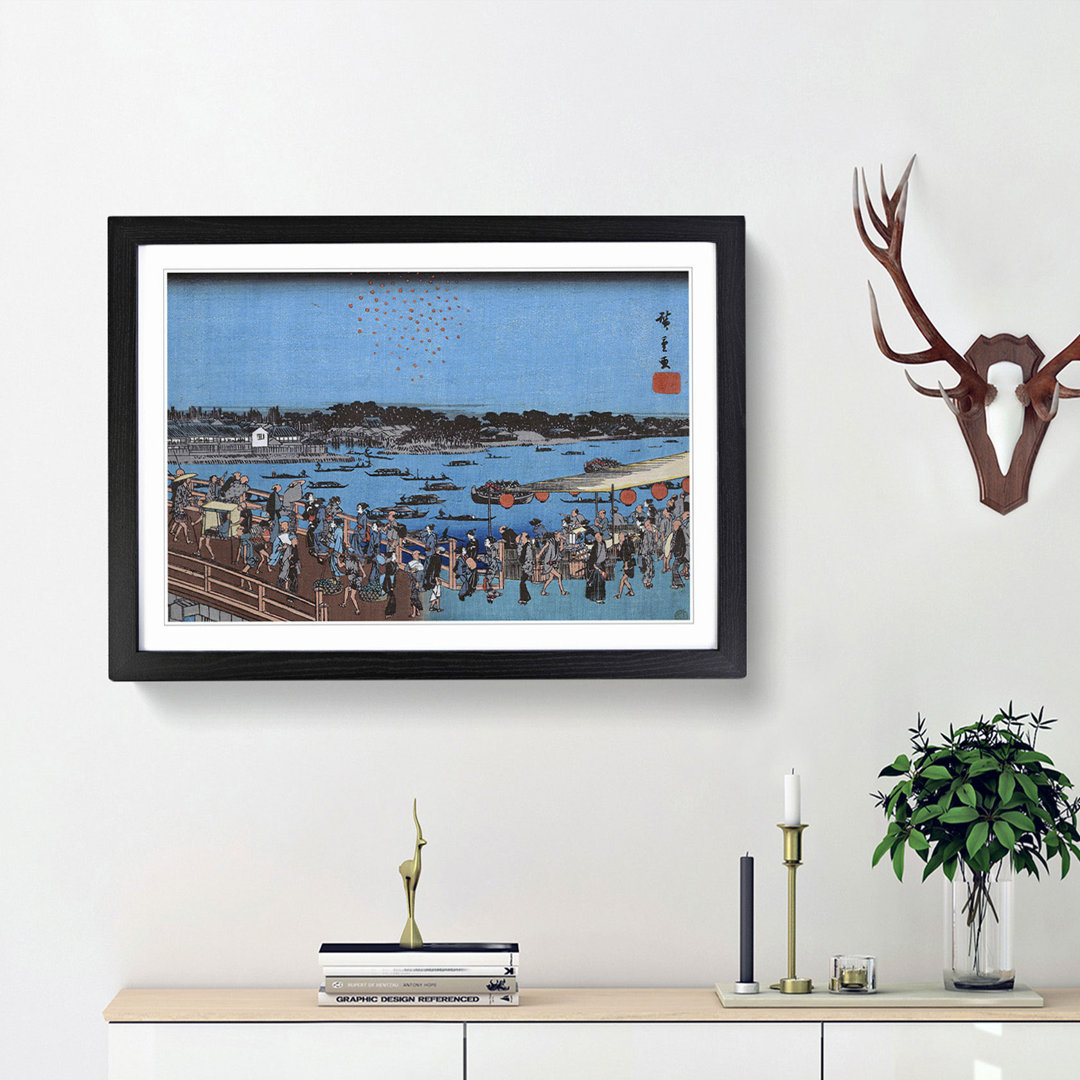 Ryogoku Hanabi No Zu by Utagawa Hiroshige - Picture Frame Painting Print