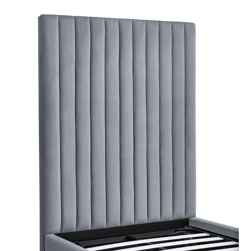 Lit plateforme simple Wooden, Gris