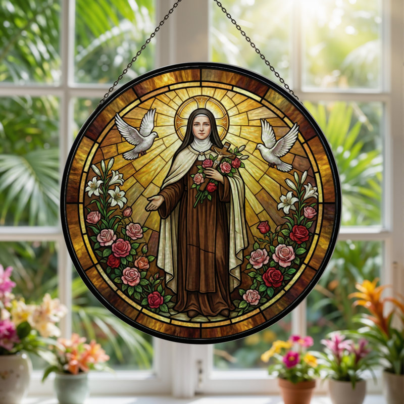 Vitrail Saint Teresa H 12 po, H 12 po