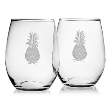 Silver Pineapple Stemless Wine Glass