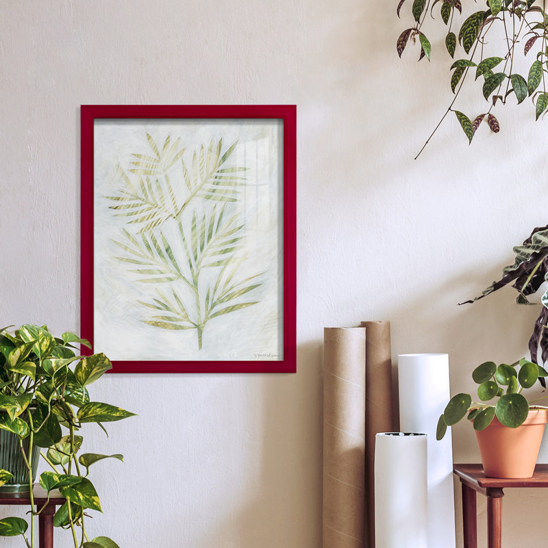 Tyrel Breezy Fronds III, encadré sur papier, Rouge cerise, H 15 po x l 12 po x P 1 po