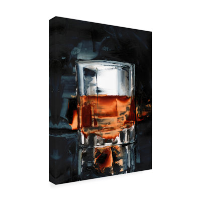 Tableau sur toile tendue - Ethan Harper « Verre de bourbon I », décoration murale pour salon, chambre ou bureau - 35,5 x 48 cm