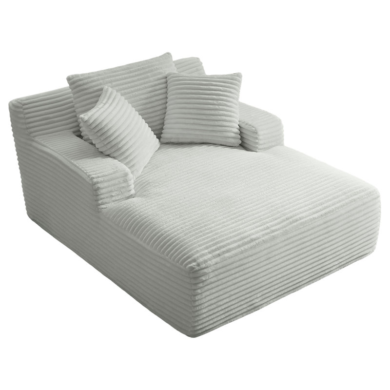 66" Modern Corduroy Oversized Chaise Lounge Sleeper Sofa Cloud Couch Chair For Indoor Use, Light Grey