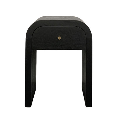 Side Table with 1 Drawer, End Table with Rounded Edge Tabletop